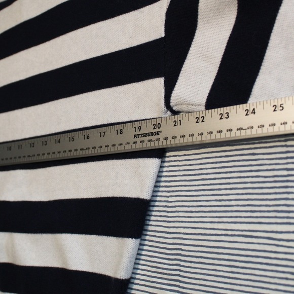 Anthropologie‎ $88 Small Navy White Striped Twist Front Cropped Hoodie Sweater - Picture 12 of 14